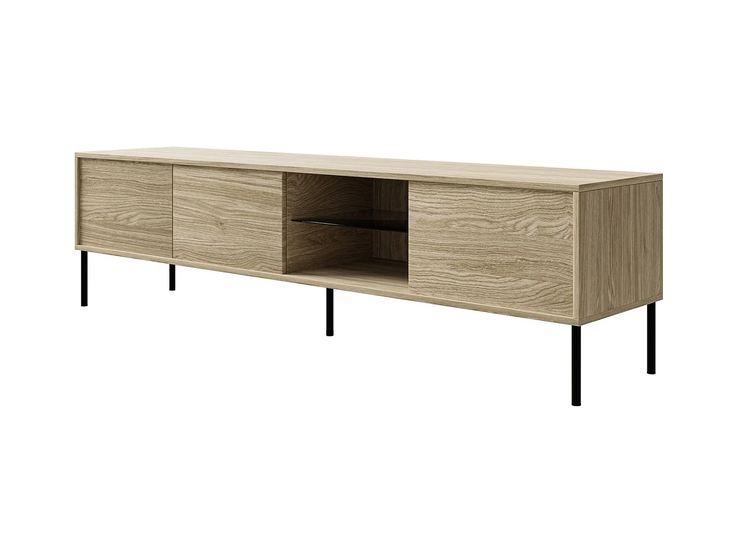 Meuble TV 3 portes avec LED – couleur chêne – 175 cm – MODITY