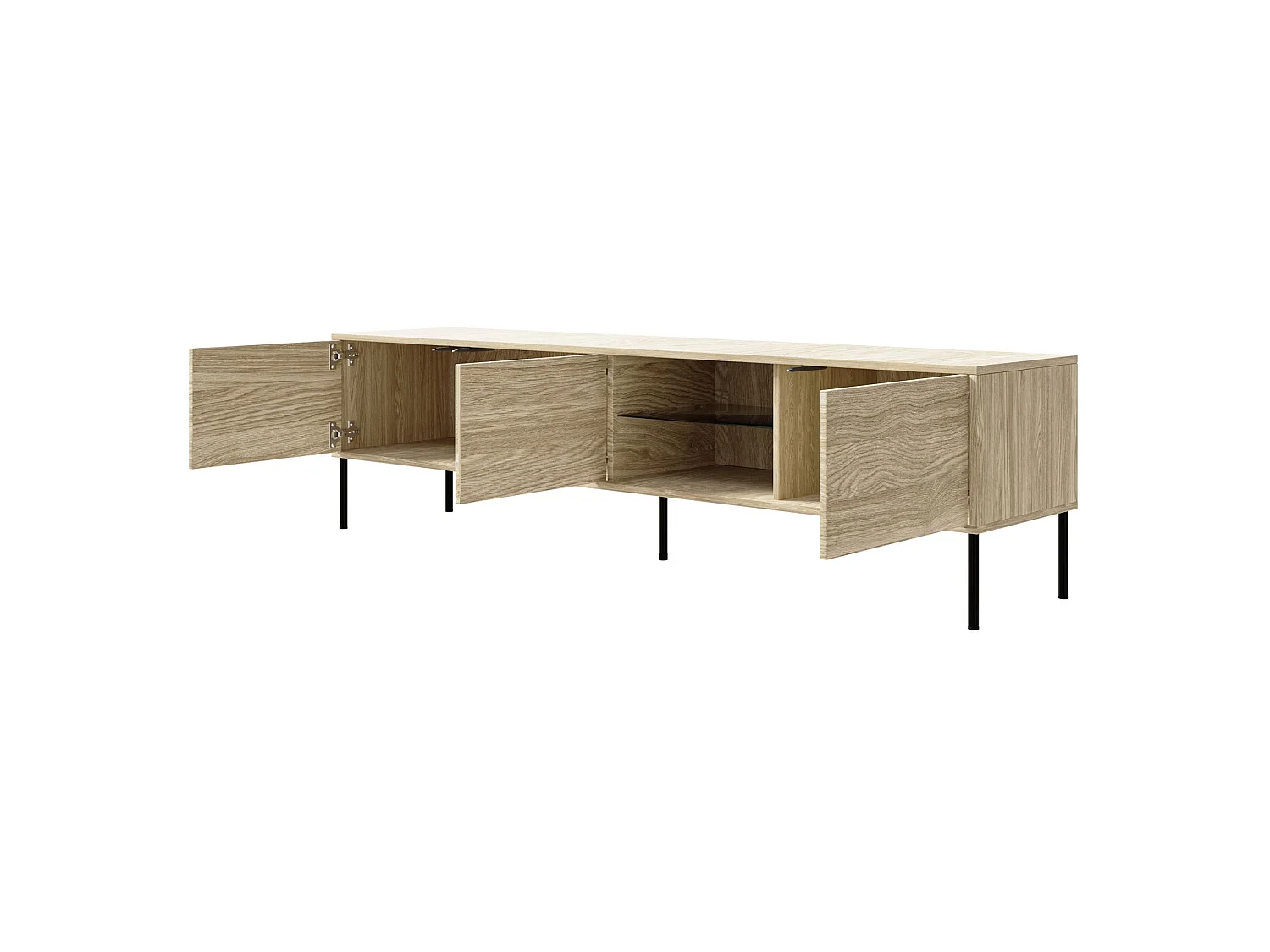 Meuble TV 3 portes avec LED – couleur chêne – 175 cm – MODITY