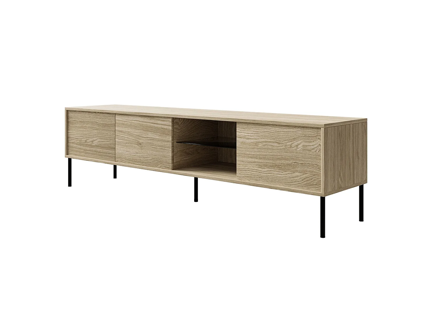 Meuble TV 3 portes avec LED – couleur chêne – 175 cm – MODITY