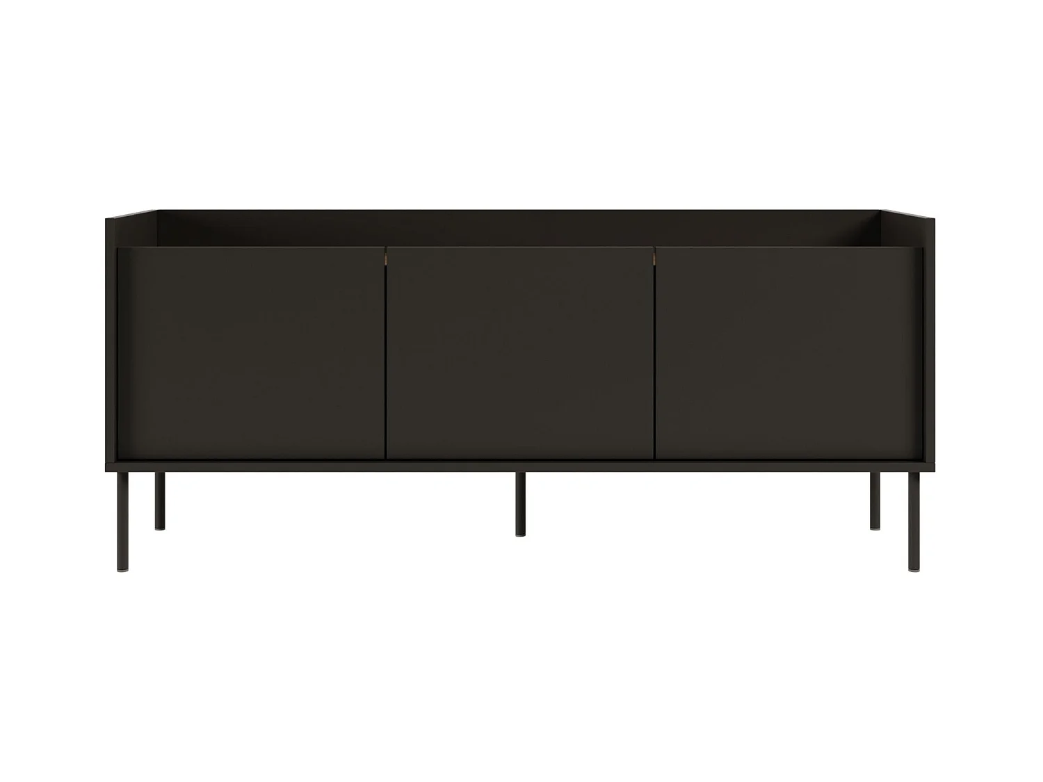 TV-Schrank 3-türig – 140 cm – Schwarz / Holzoptik Nussbaum – TOVI
