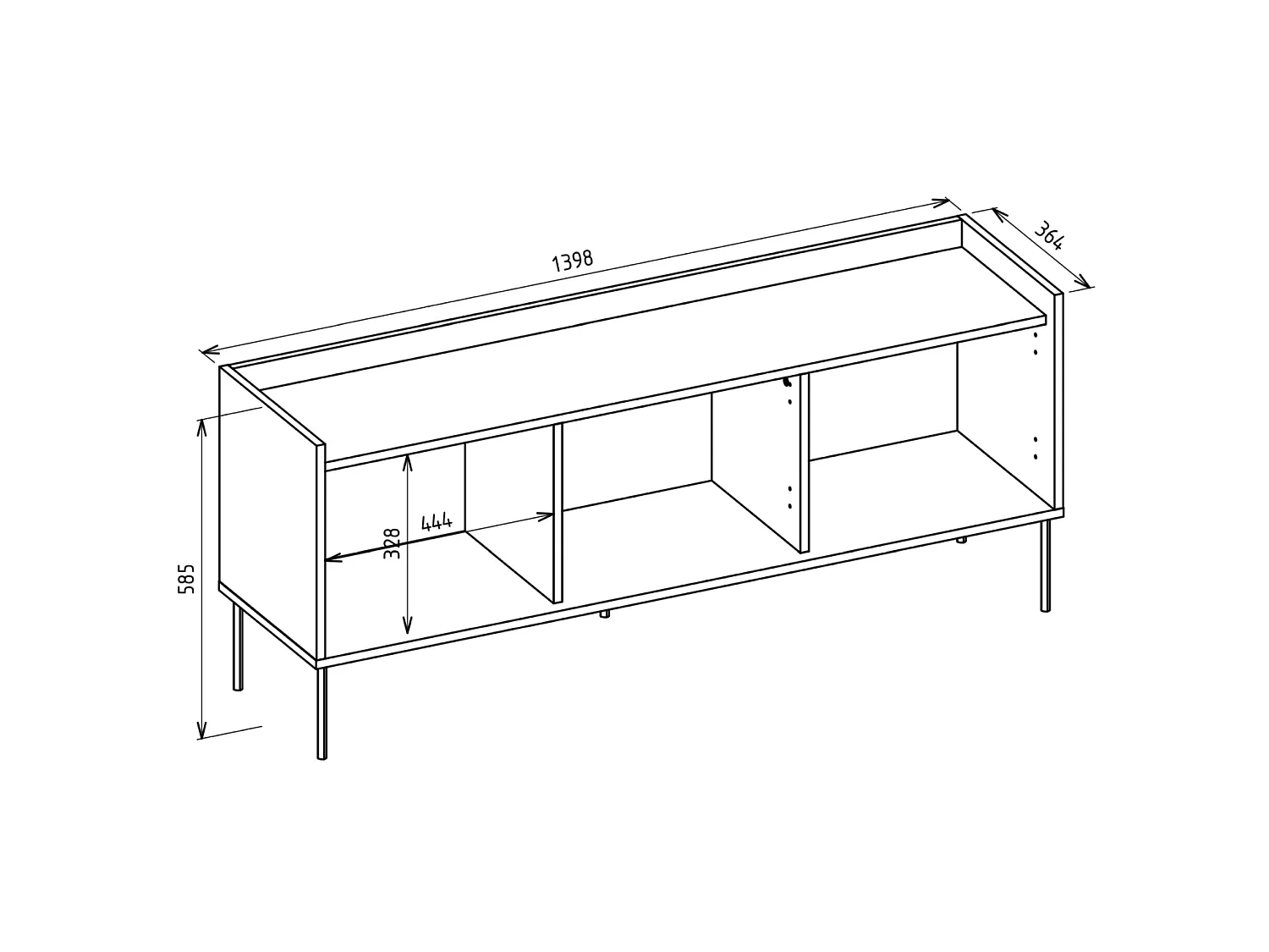 Meuble TV 3 portes – noir / couleur Noyer du Wisconsin– 140 cm – TOVI