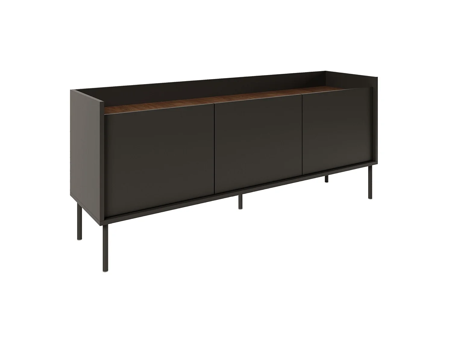 Meuble TV 3 portes – noir / couleur Noyer du Wisconsin– 140 cm – TOVI