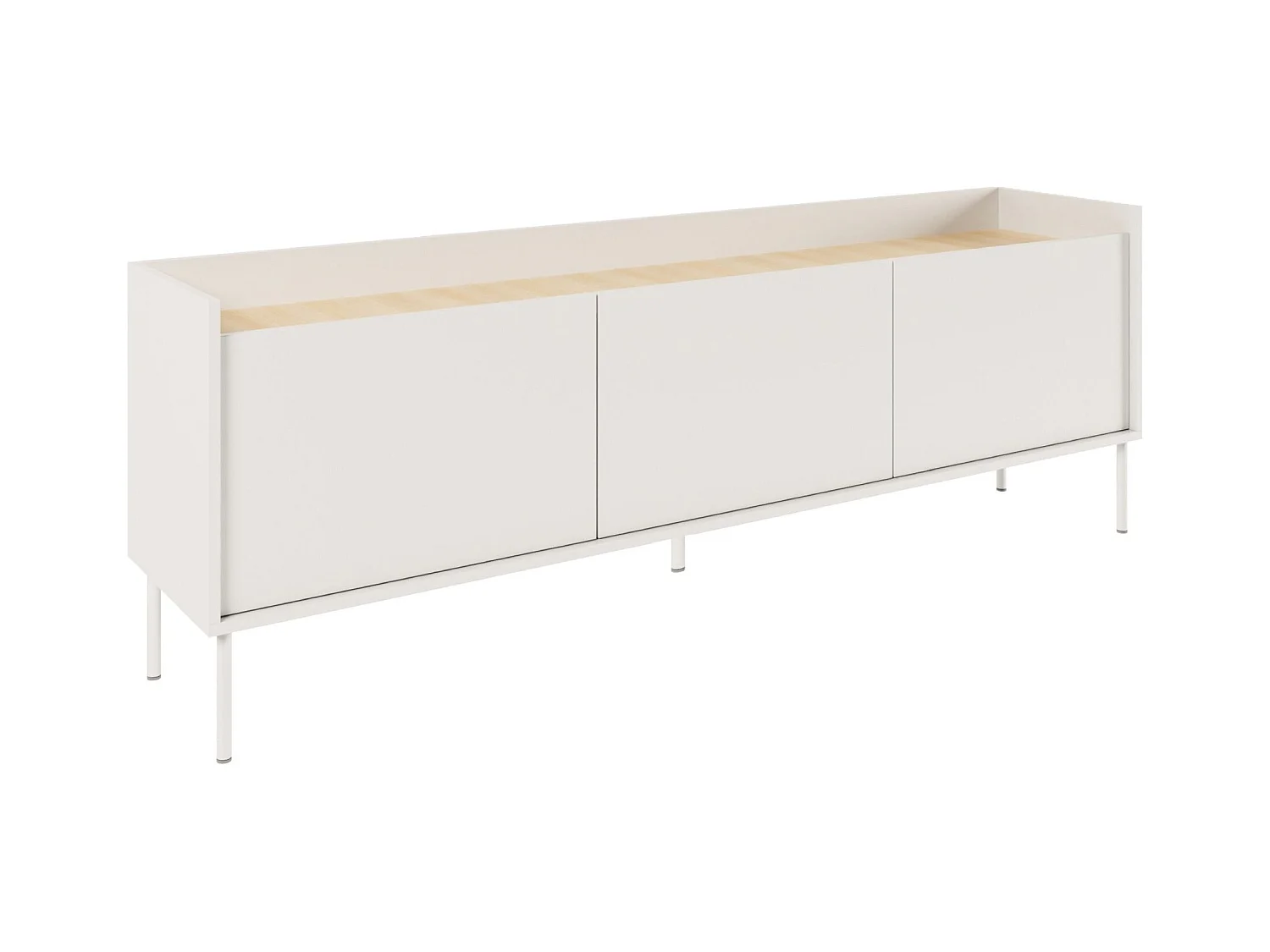 TV-Schrank 3-türig – 175 cm – Weiß / Holzoptik Eiche – TOVI