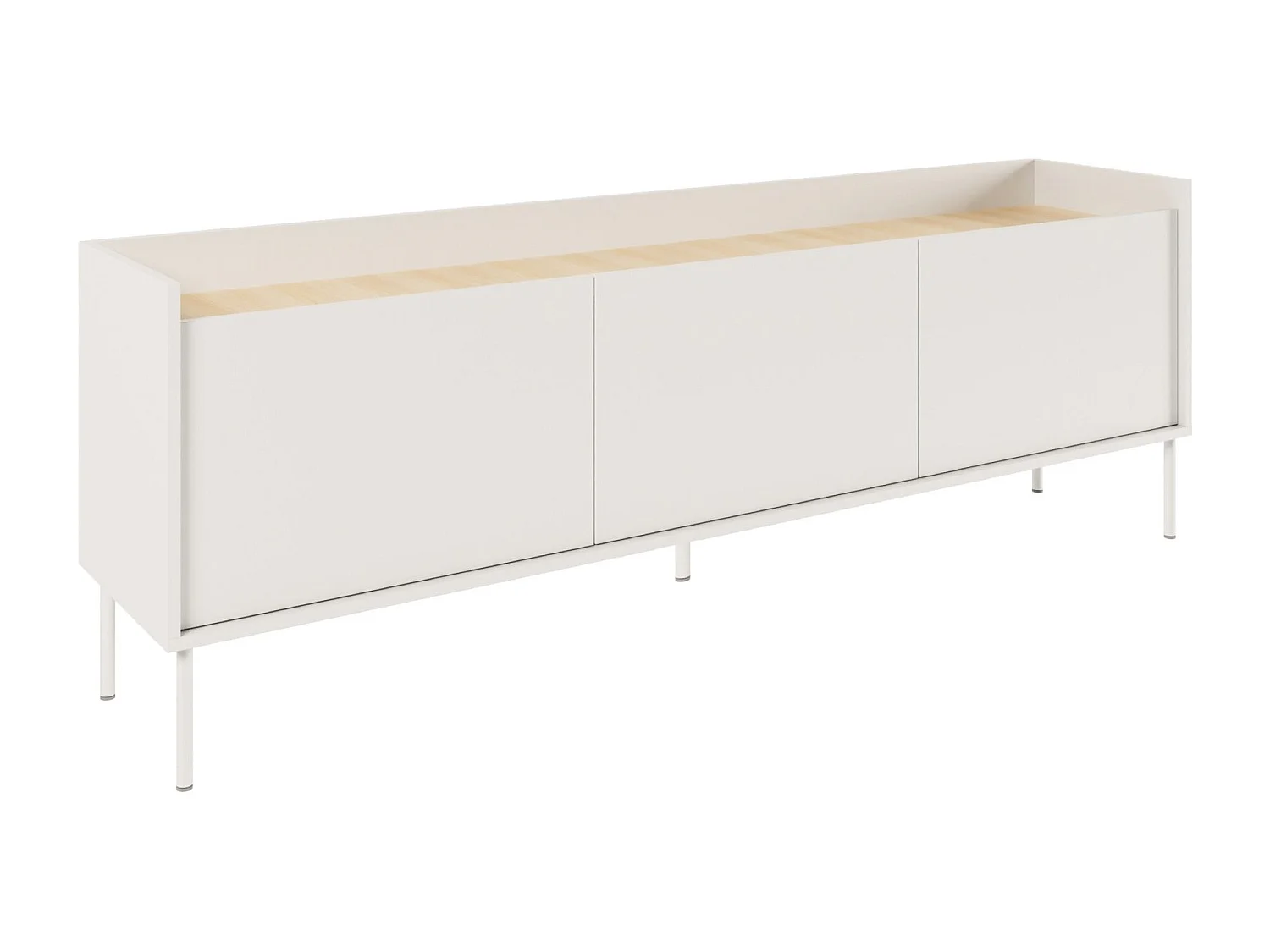 Meuble TV 3 portes – blanc / couleur chêne linberg– 175 cm – TOVI