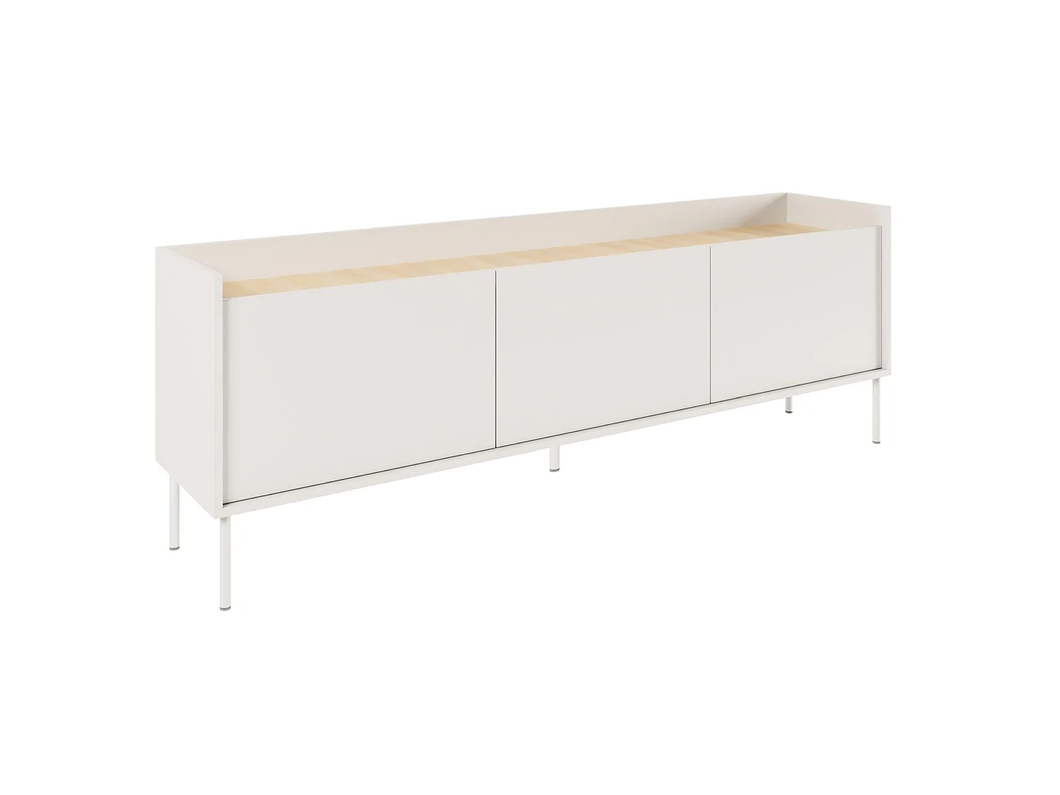 Meuble TV 3 portes – blanc / couleur chêne linberg– 175 cm – TOVI