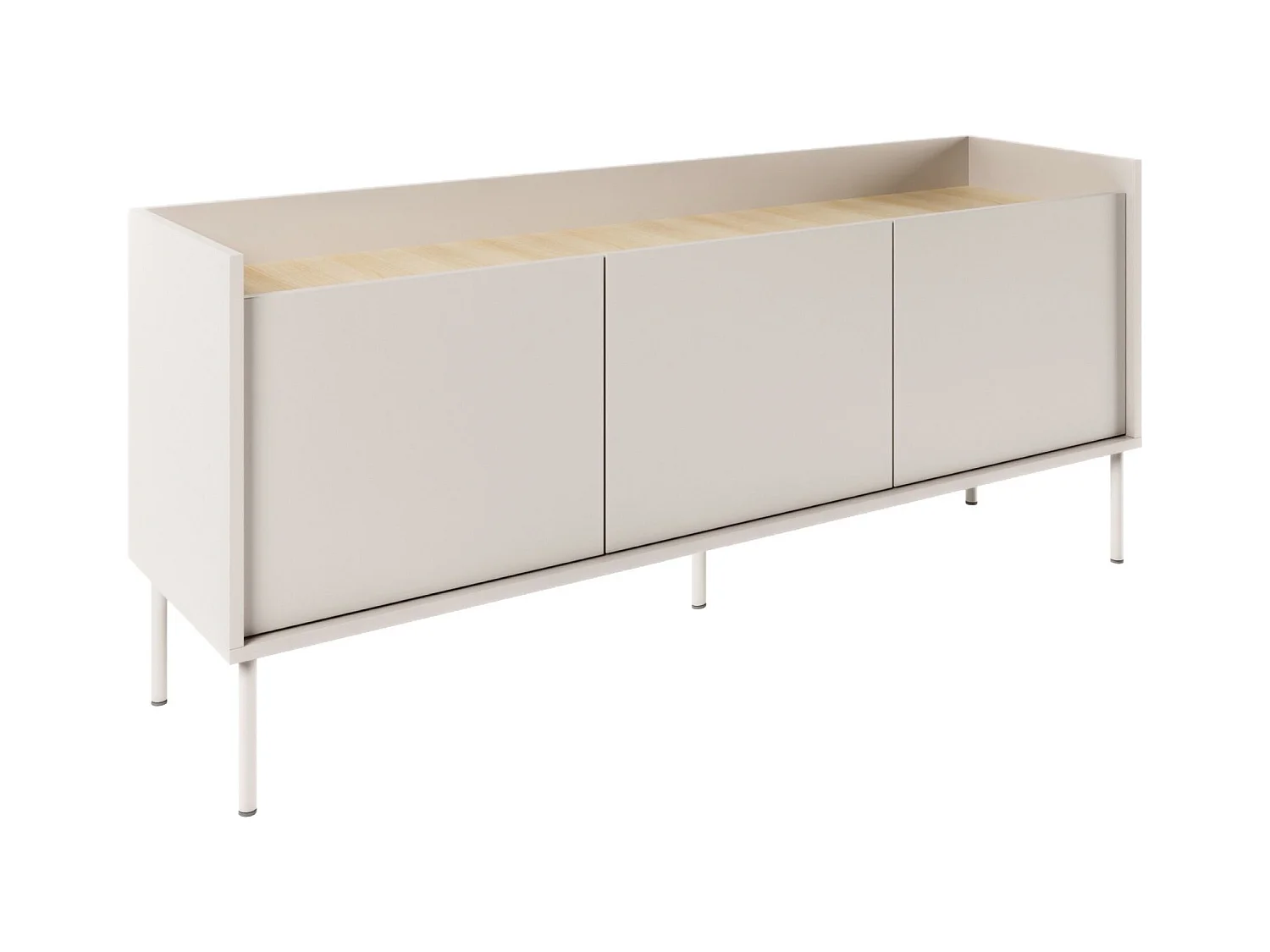 Mueble de TV de 3 puertas - 140 cm - Gris Cashmere / Efecto Roble - TOVI