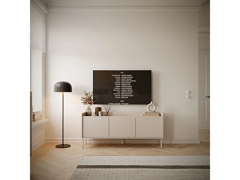 Meuble TV 3 portes – cachemire / couleur chêne Lindberg– 140 cm – TOVI