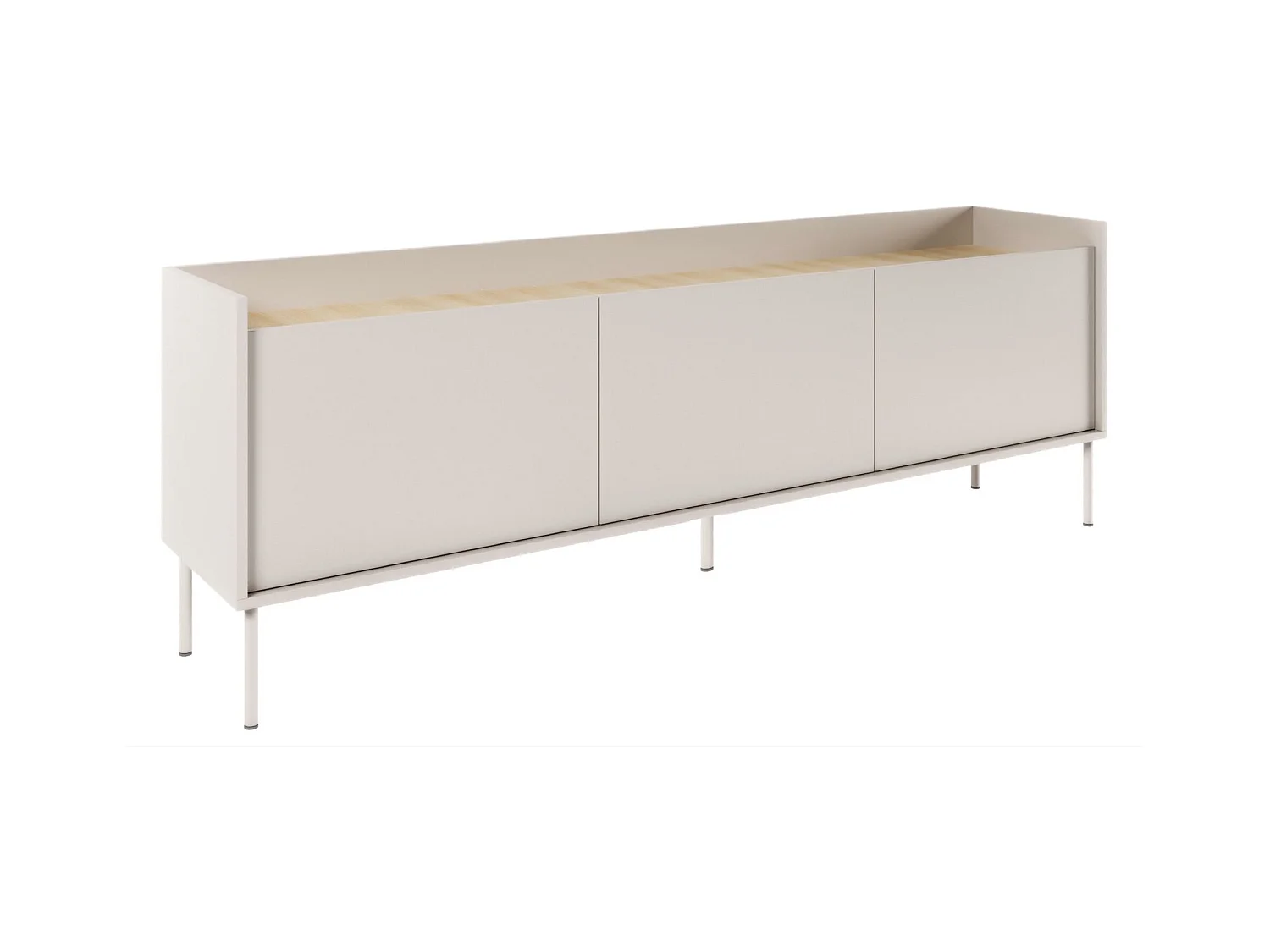 TV-Schrank 3-türig – 175 cm – Kaschmirgrau / Holzoptik Eiche – TOVI