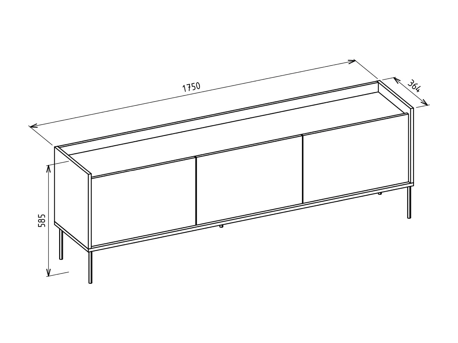 Meuble TV 3 portes – cachemire / couleur chêne Lindberg– 175 cm – TOVI