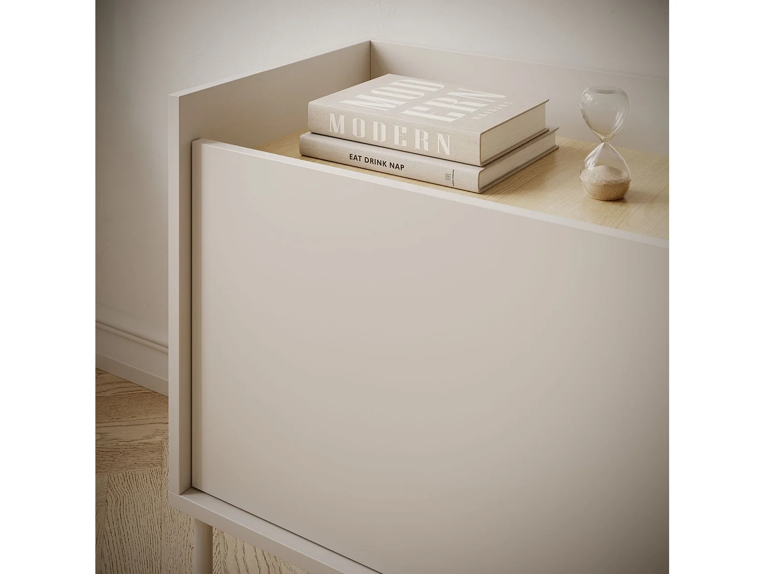 Meuble TV 3 portes – cachemire / couleur chêne Lindberg– 175 cm – TOVI