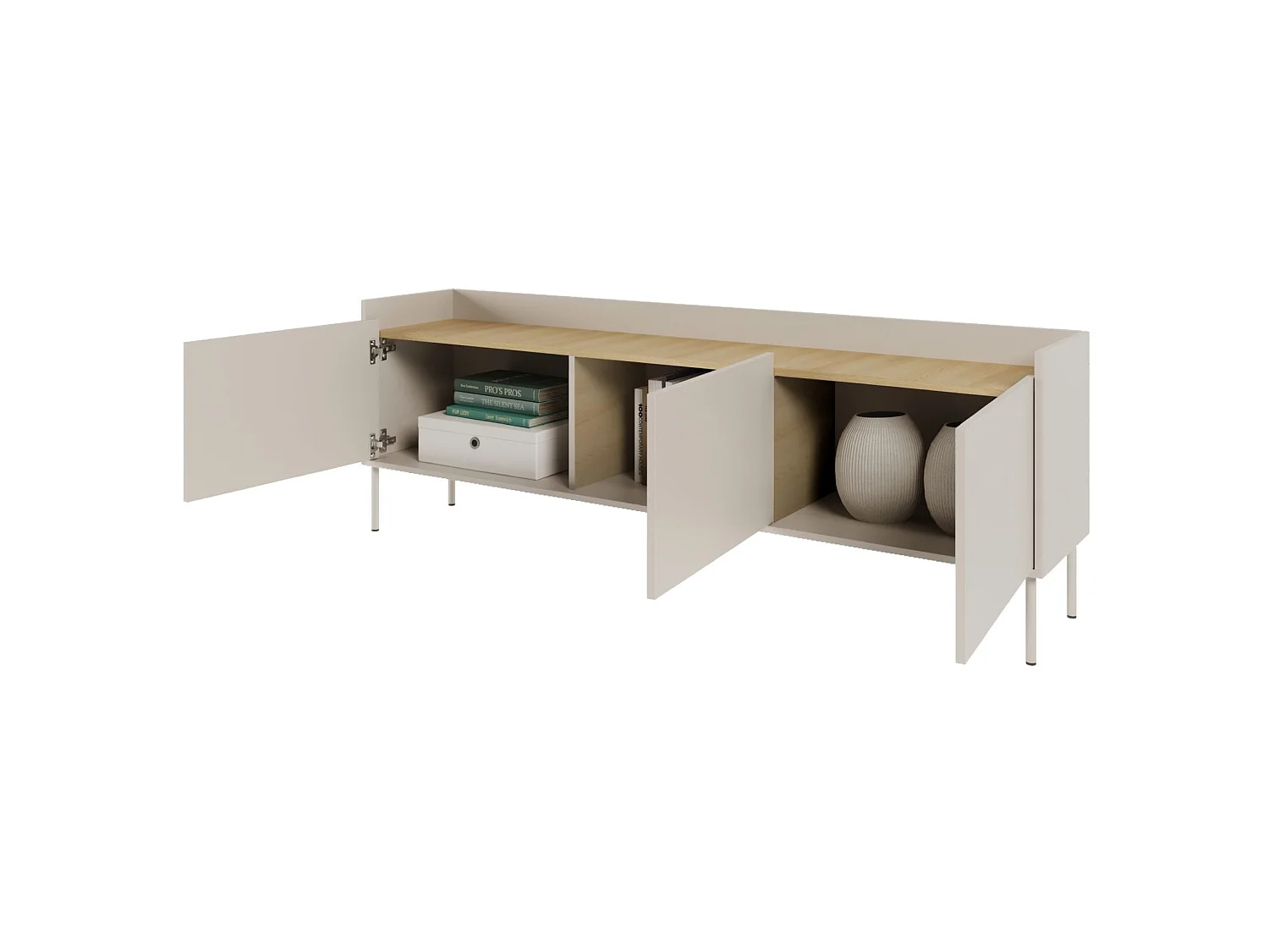 Meuble TV 3 portes – cachemire / couleur chêne Lindberg– 175 cm – TOVI