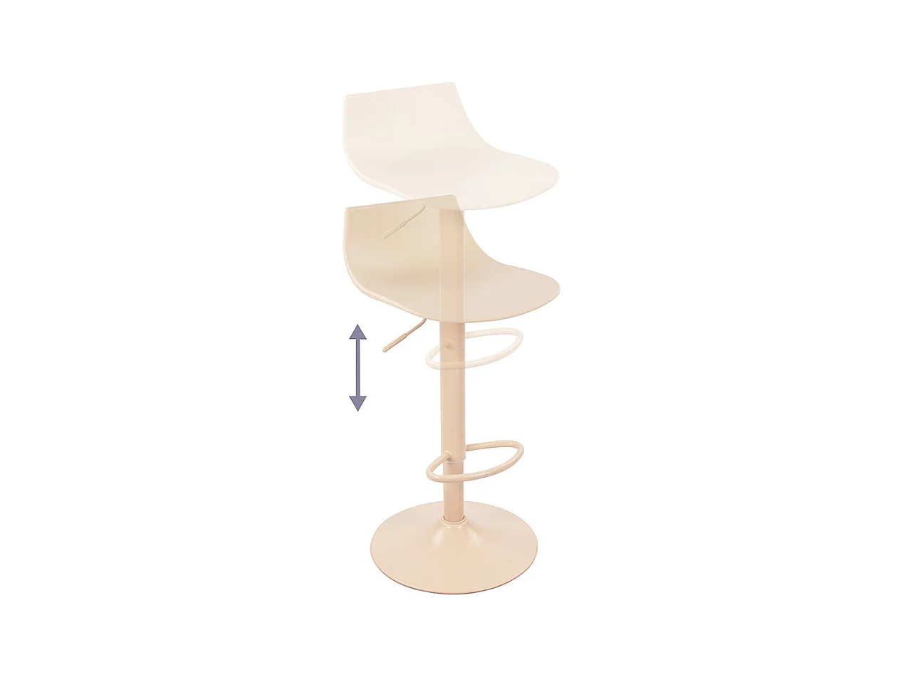 Heribo - Lot de 2 chaises de bar réglables en plastique et métal H58-79cm - Beige