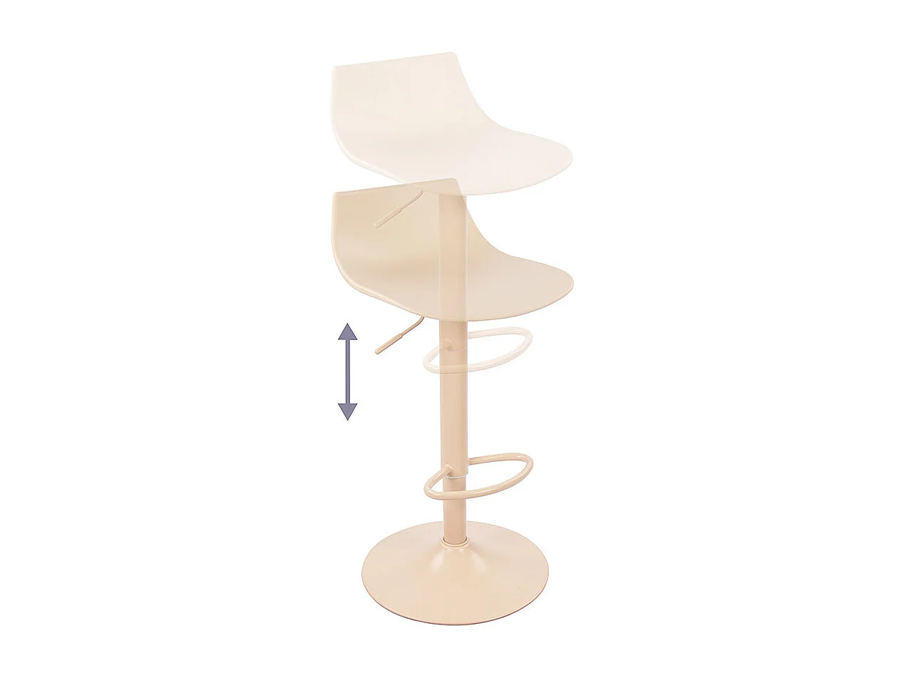Heribo - Lot de 2 chaises de bar réglables en plastique et métal H58-79cm - Beige