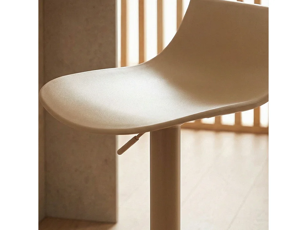 Heribo - Lot de 2 chaises de bar réglables en plastique et métal H58-79cm - Beige