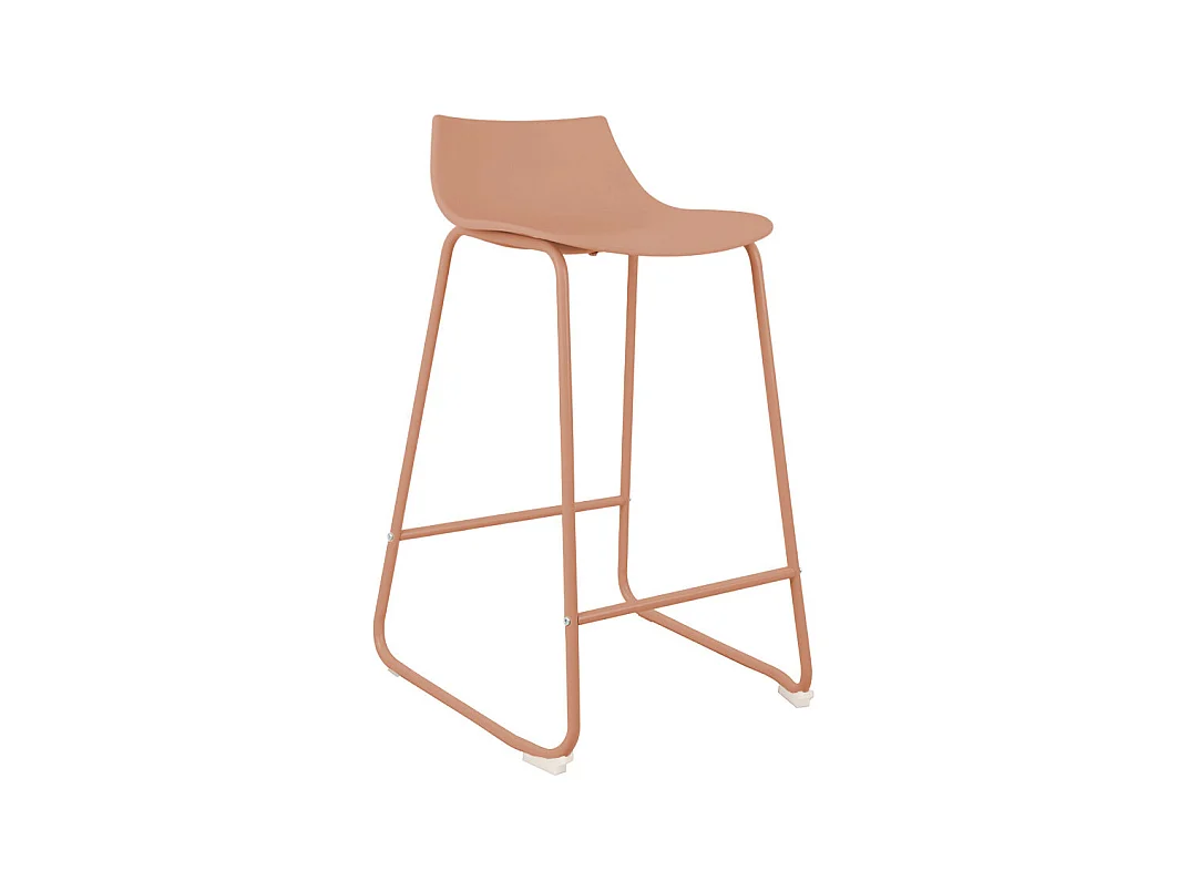 Lamer - Lot de 4 chaises de bar en plastique et métal H66cm - Terracotta