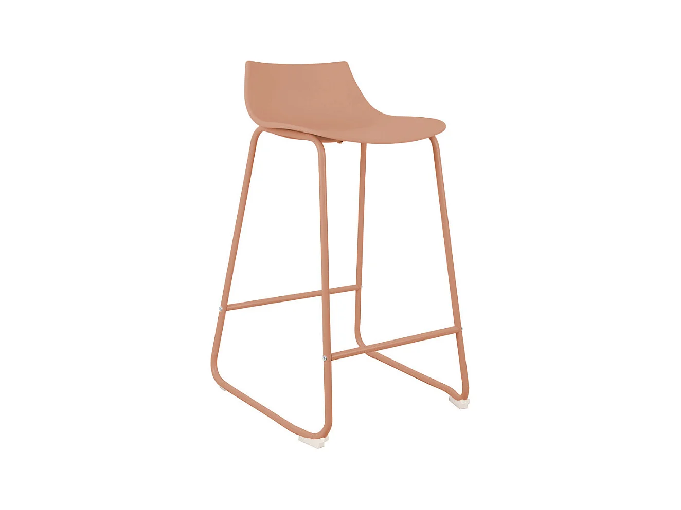 Lamer - Lot de 4 chaises de bar en plastique et métal H66cm - Terracotta