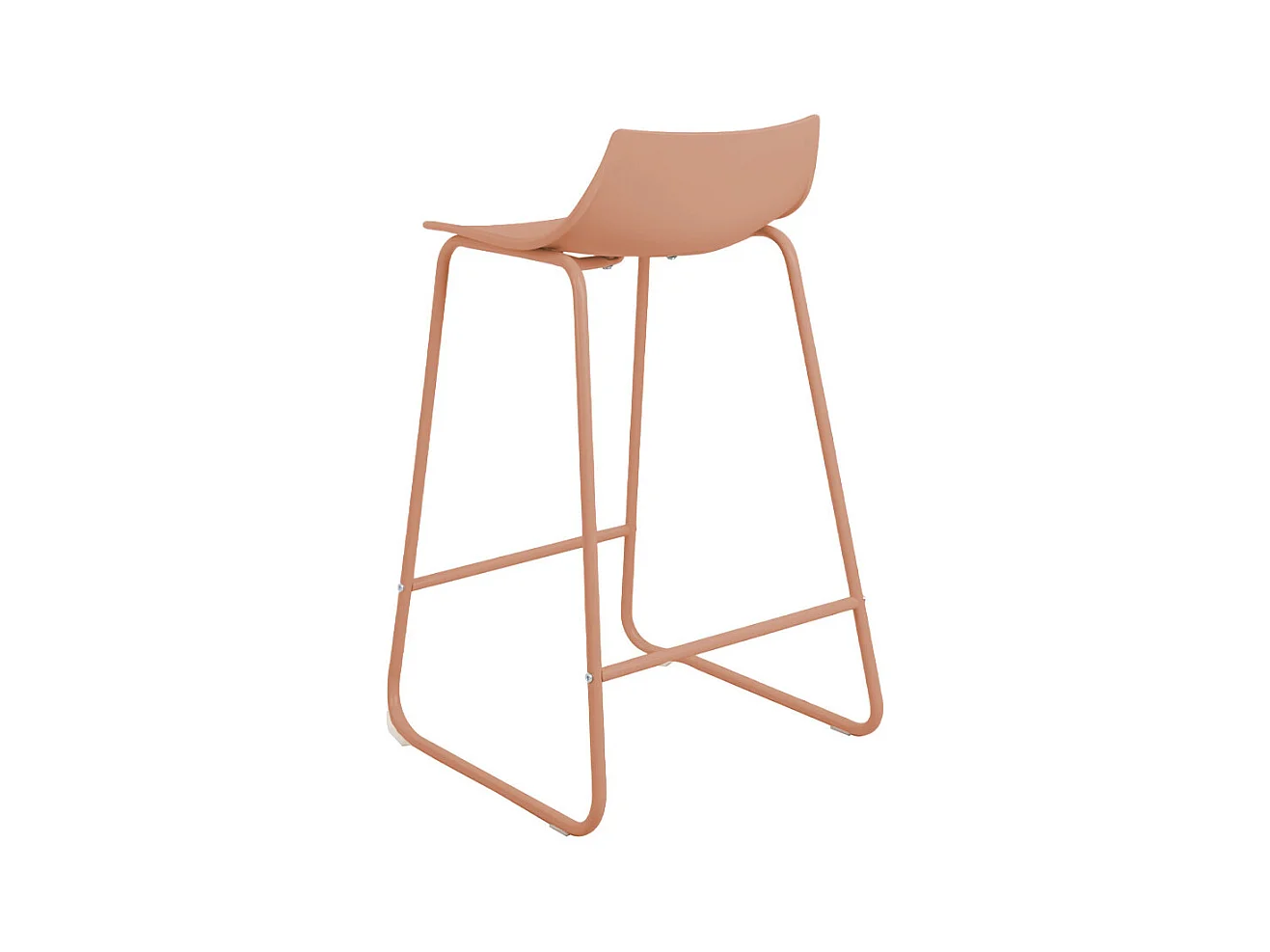 Lamer - Lot de 4 chaises de bar en plastique et métal H66cm - Terracotta