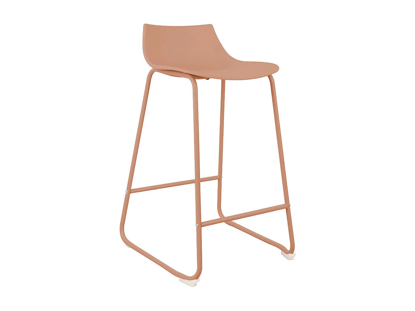 Lamer - Lot de 4 chaises de bar en plastique et métal H66cm - Terracotta