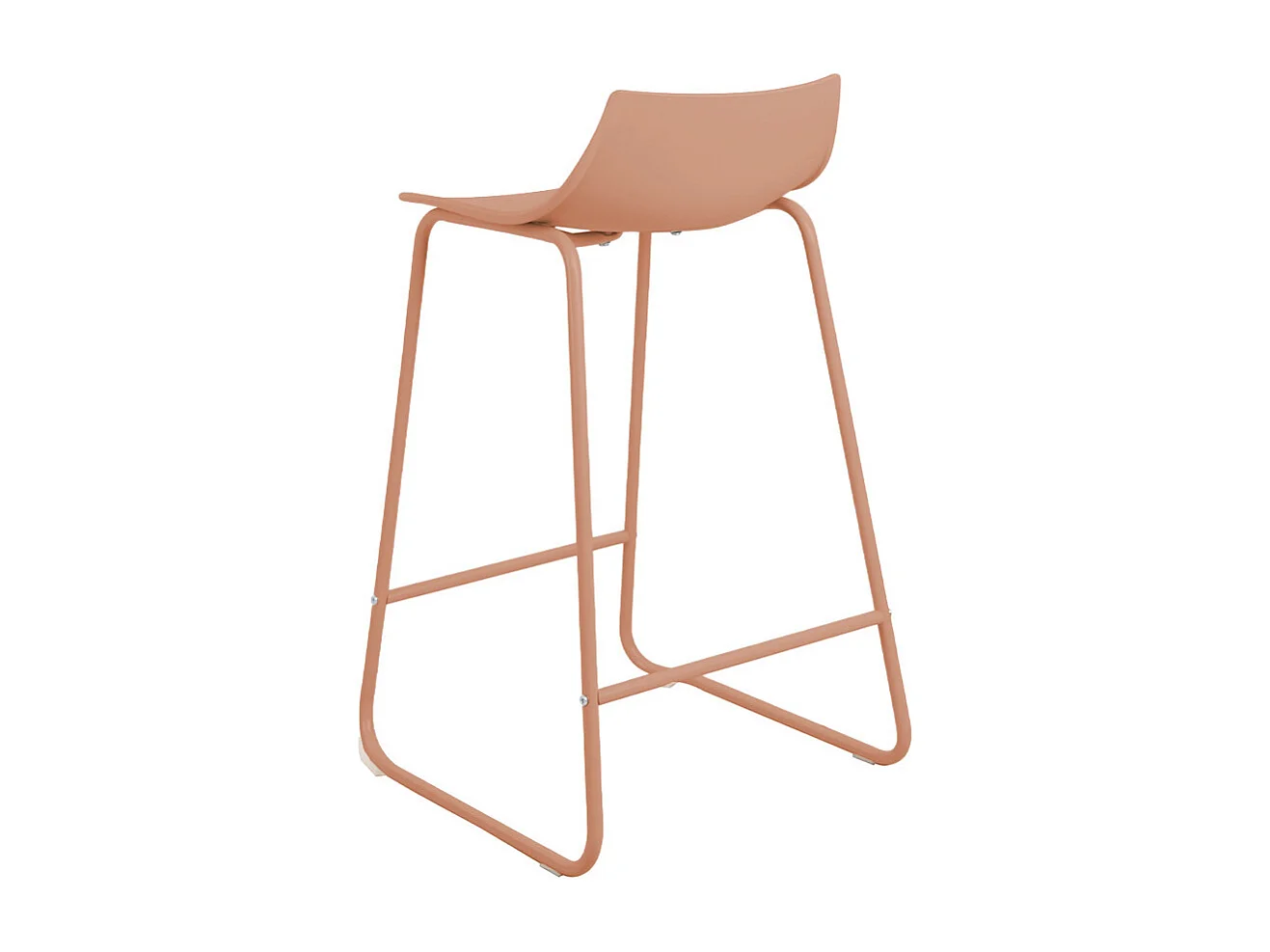 Lamer - Lot de 4 chaises de bar en plastique et métal H66cm - Terracotta