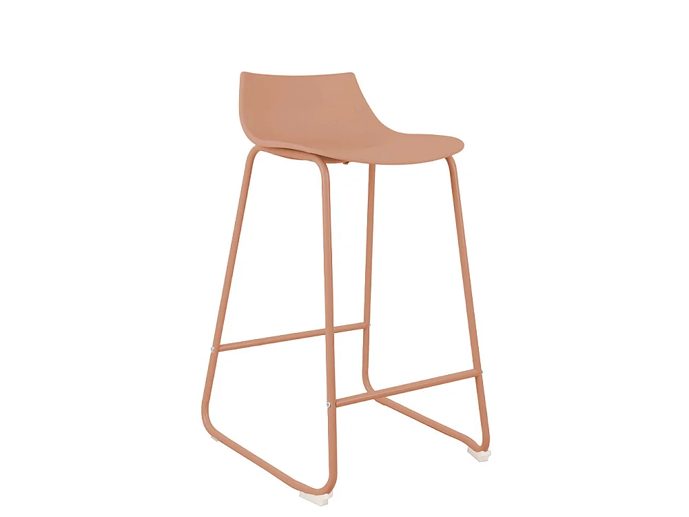 Lamer - Lot de 4 chaises de bar en plastique et métal H66cm - Terracotta