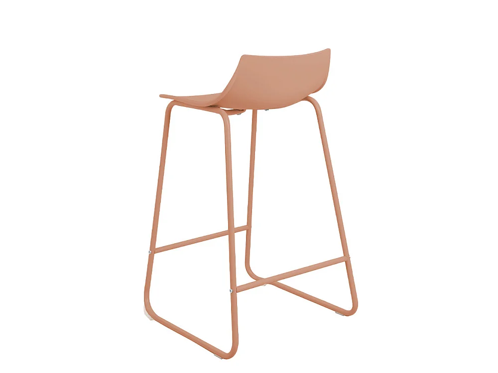 Lamer - Lot de 4 chaises de bar en plastique et métal H66cm - Terracotta