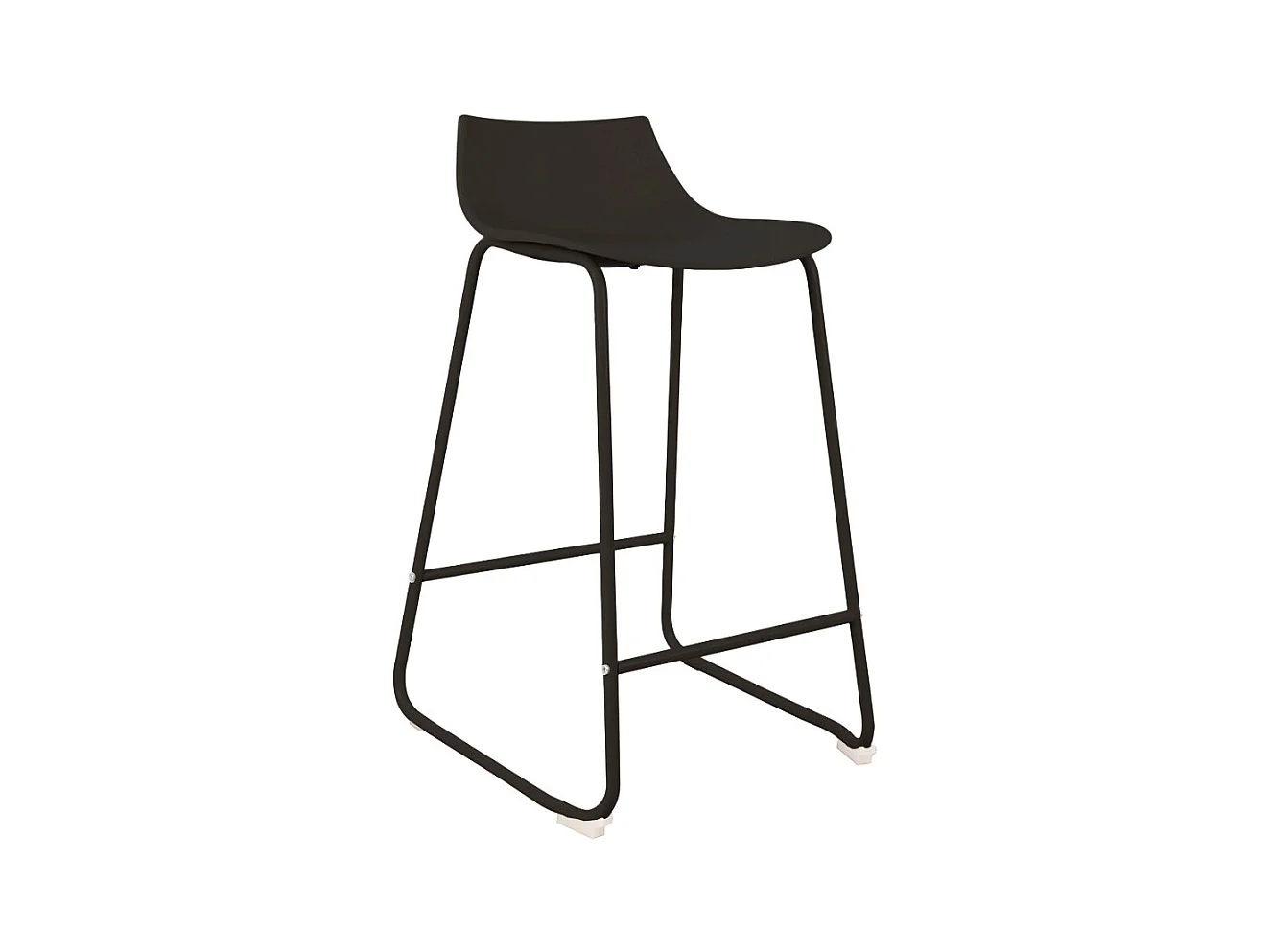 Lamer - Lot de 4 chaises de bar en plastique et métal H66cm - Noir