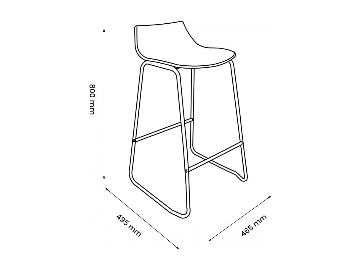 Lamer - Lot de 4 chaises de bar en plastique et métal H66cm - Noir