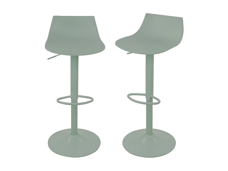 Heribo - Lot de 2 chaises de bar réglables en plastique et métal H58-79cm - Vert