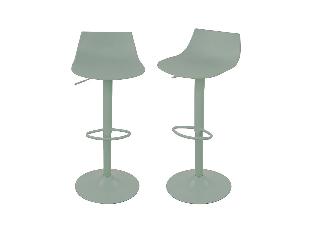 Heribo - Lot de 2 chaises de bar réglables en plastique et métal H58-79cm - Vert