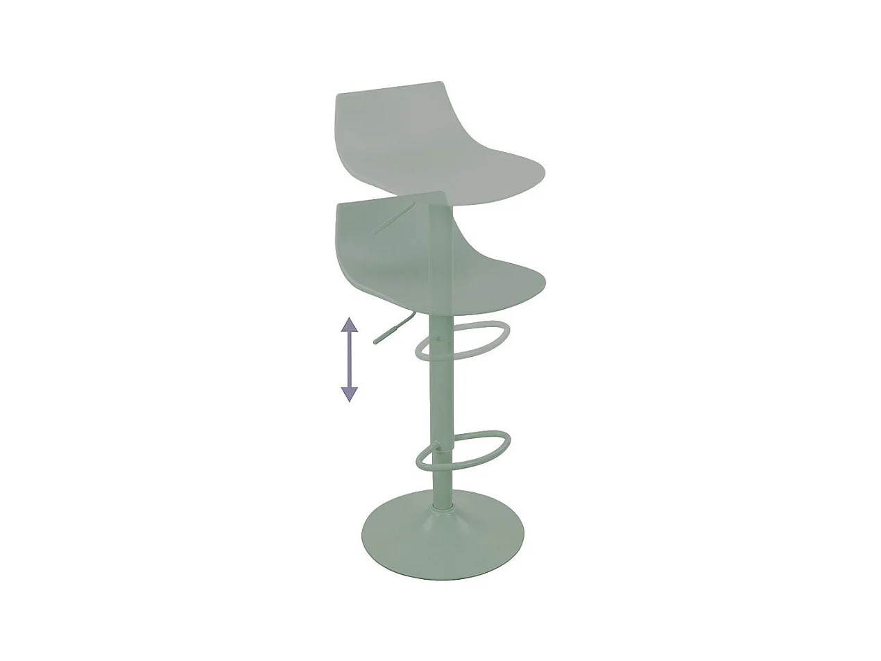 Heribo - Lot de 2 chaises de bar réglables en plastique et métal H58-79cm - Vert