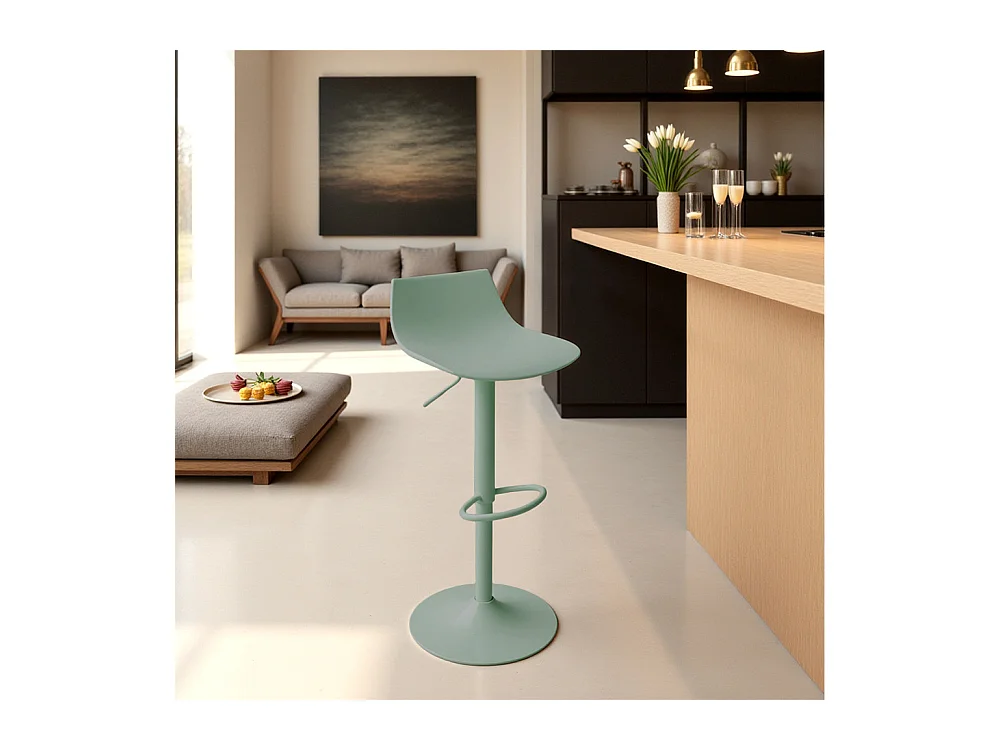 Heribo - Lot de 2 chaises de bar réglables en plastique et métal H58-79cm - Vert