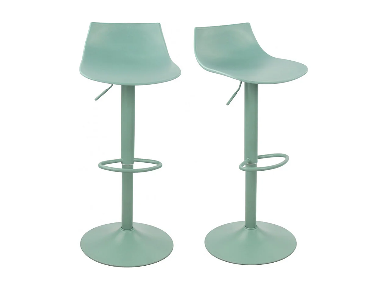Heribo - Lot de 2 chaises de bar réglables en plastique et métal H58-79cm - Vert