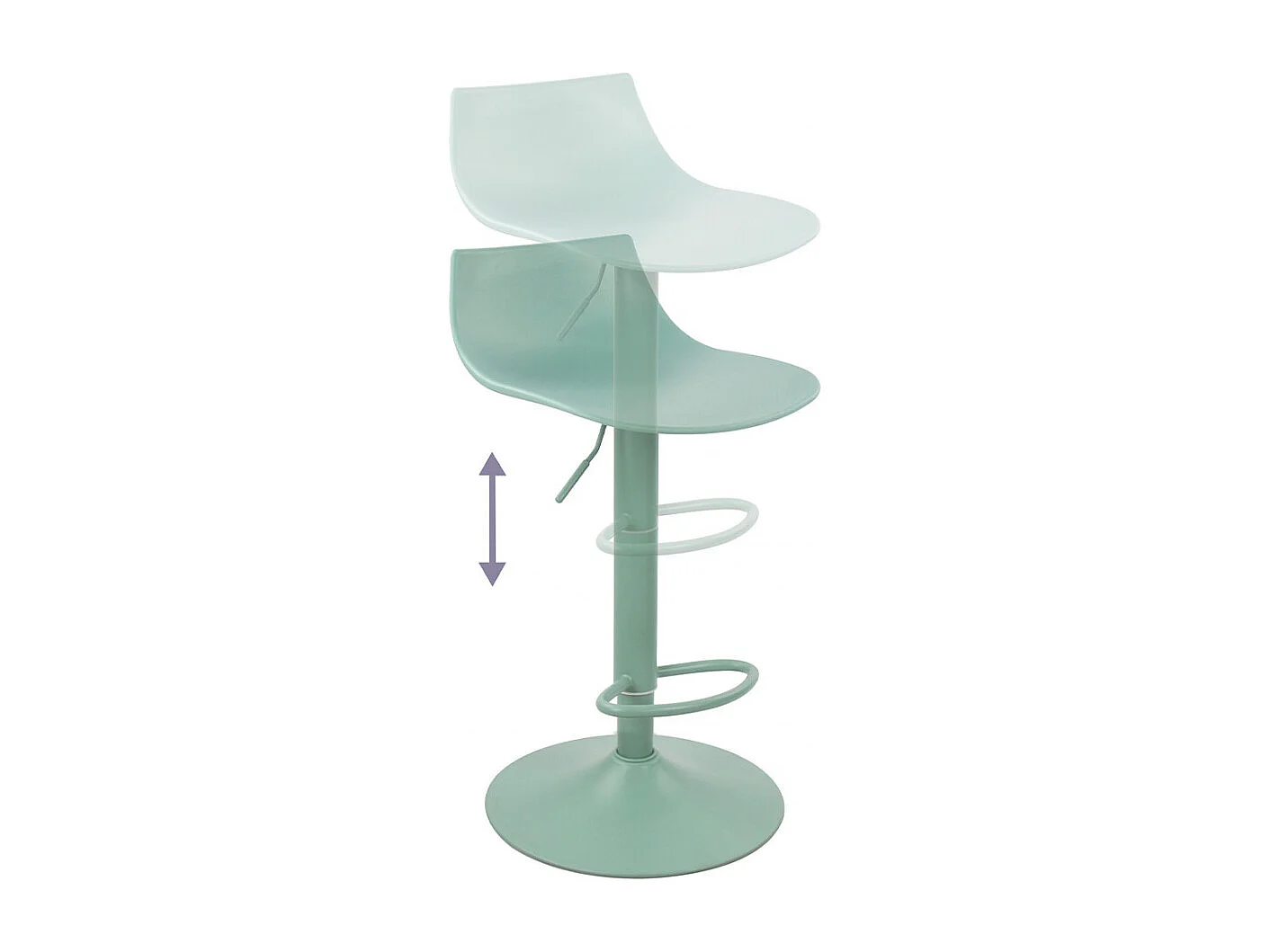 Heribo - Lot de 2 chaises de bar réglables en plastique et métal H58-79cm - Vert