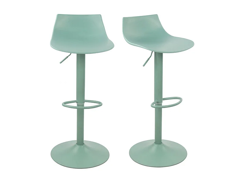 Heribo - Lot de 2 chaises de bar réglables en plastique et métal H58-79cm - Vert
