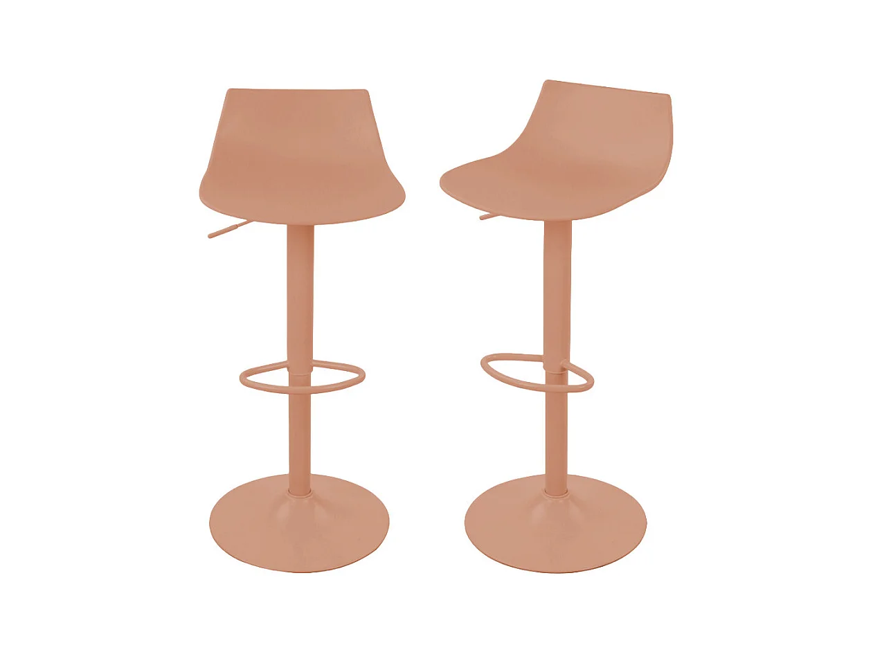 Heribo - Lot de 2 chaises de bar réglables en plastique et métal H58-79cm - Terracotta