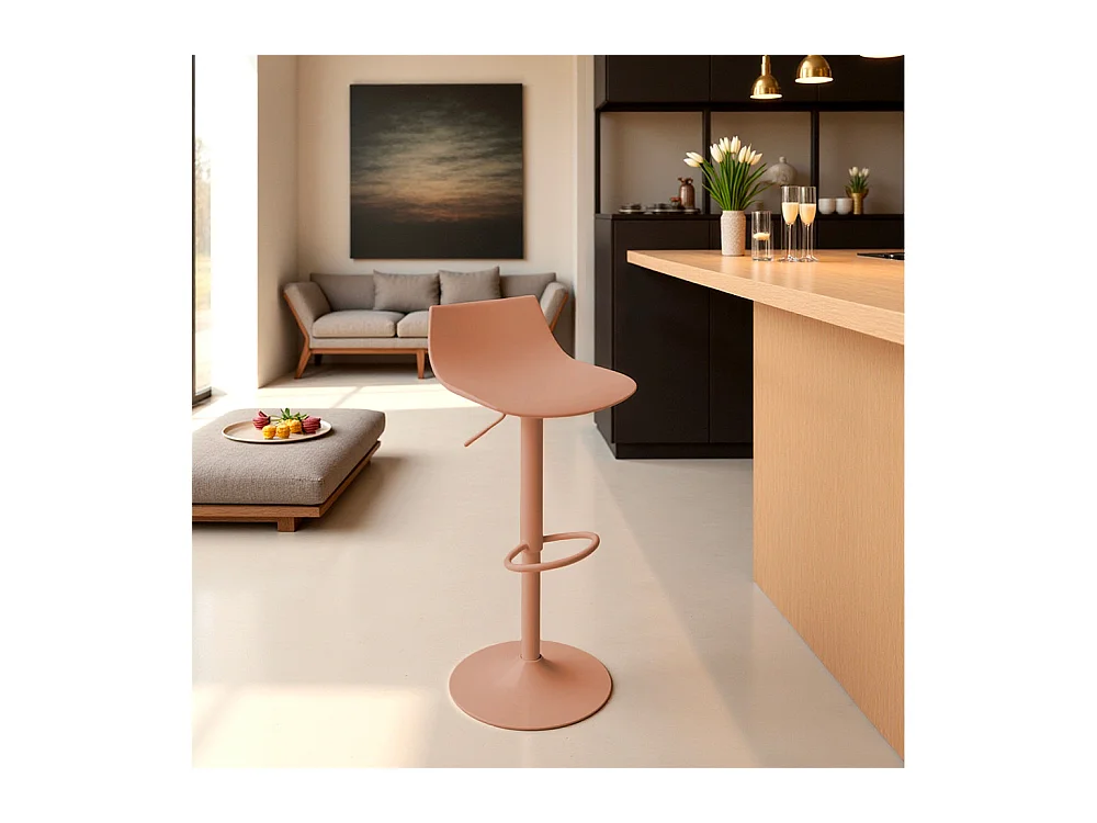 Heribo - Lot de 2 chaises de bar réglables en plastique et métal H58-79cm - Terracotta