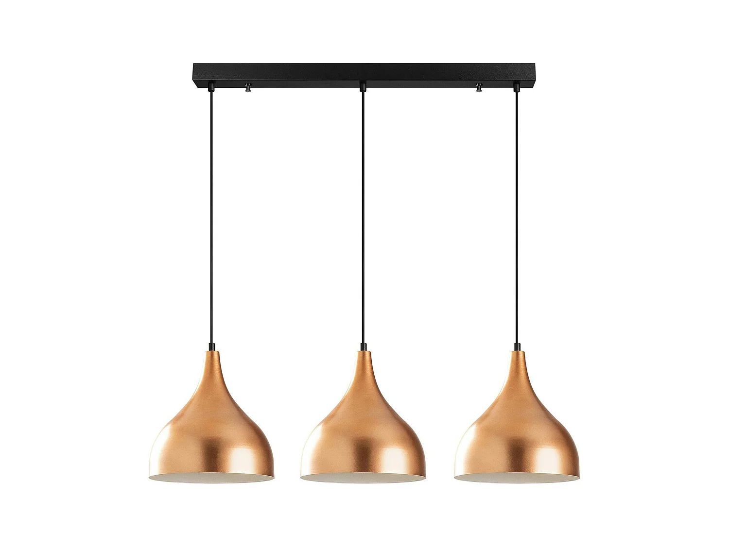 Suspension de cuisine moderne, 3 abat-jour cuivre SILE