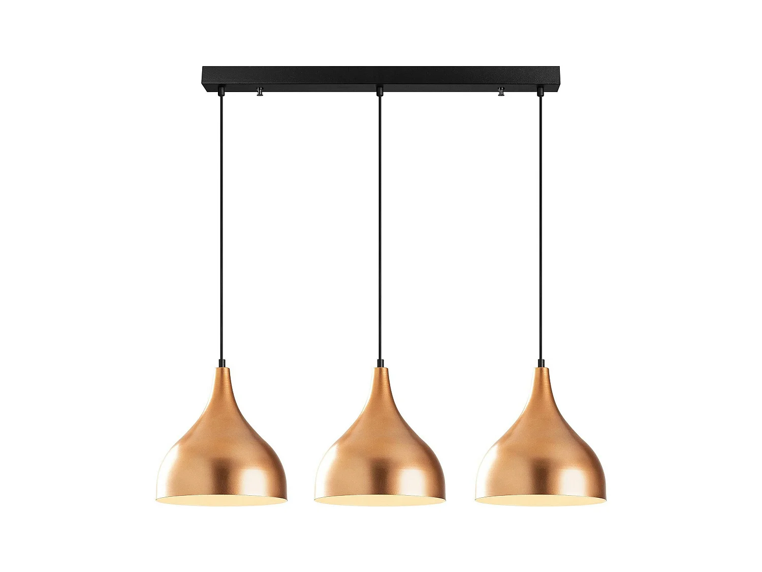 Suspension de cuisine moderne, 3 abat-jour cuivre SILE