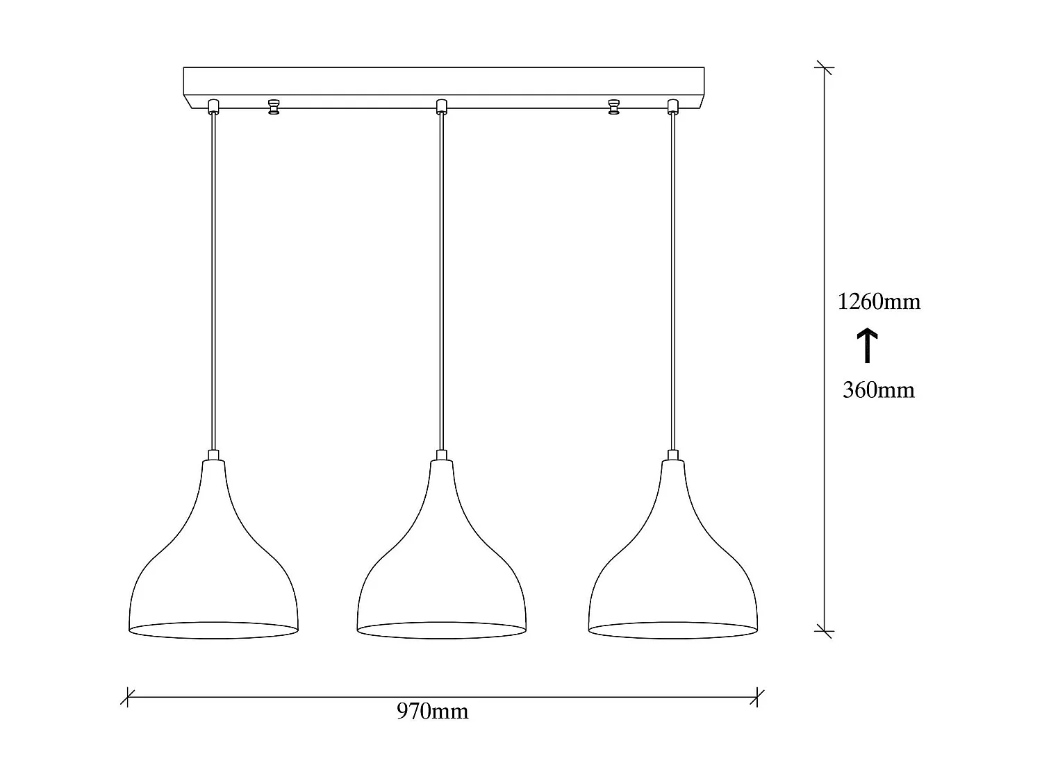Suspension de cuisine moderne, 3 abat-jour cuivre SILE