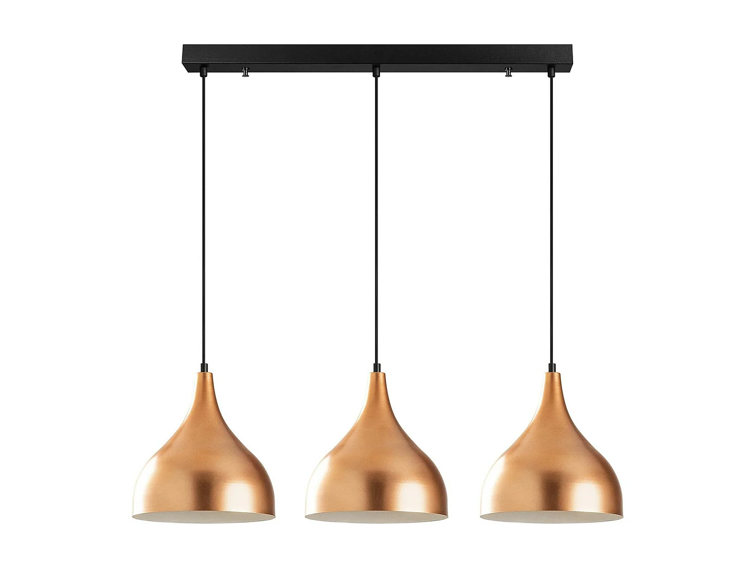 Suspension de cuisine moderne, 3 abat-jour cuivre SILE