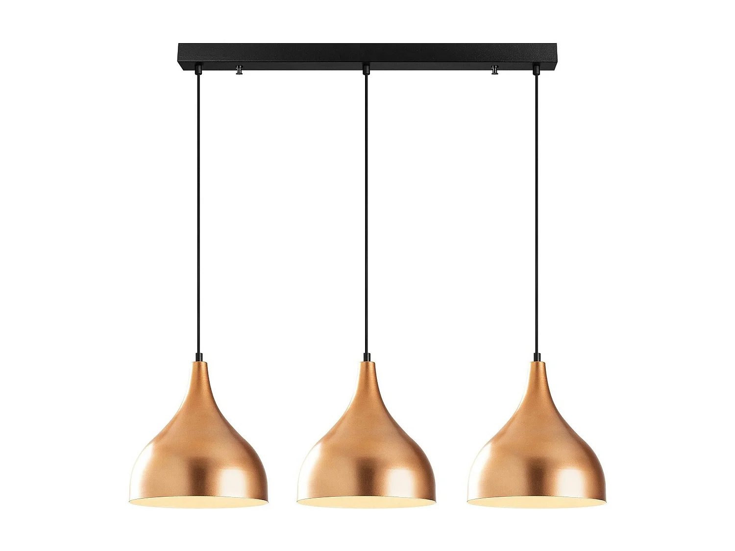 Suspension de cuisine moderne, 3 abat-jour cuivre SILE