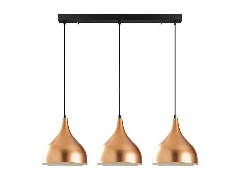 Suspension de cuisine moderne, 3 abat-jour cuivre SILE