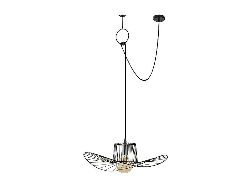 Suspension design noire filaire ondulée, avec anneau SINOP