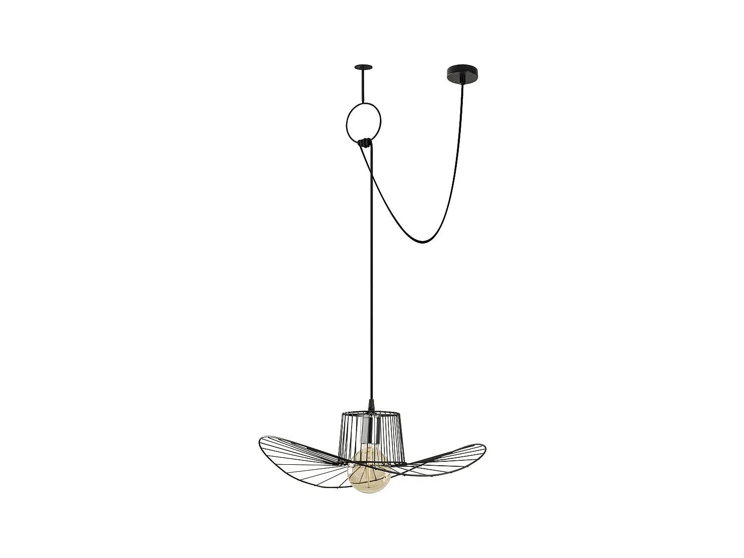 Suspension design noire filaire ondulée, avec anneau SINOP