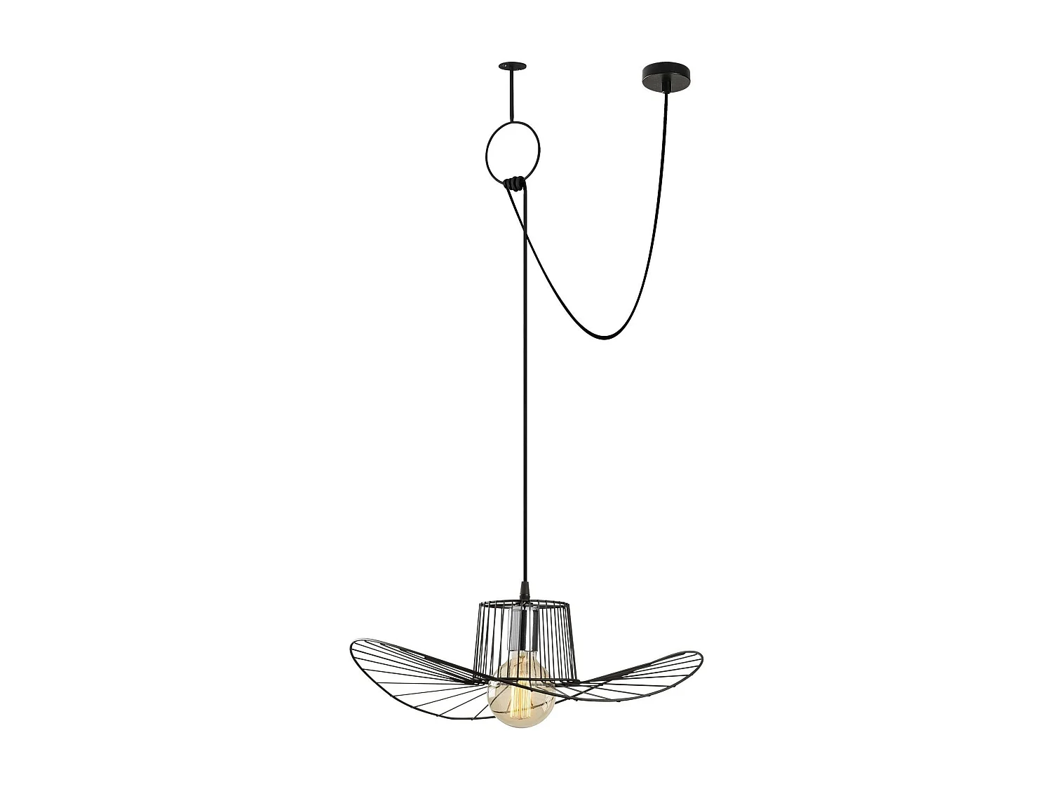 Suspension design noire filaire ondulée, avec anneau SINOP