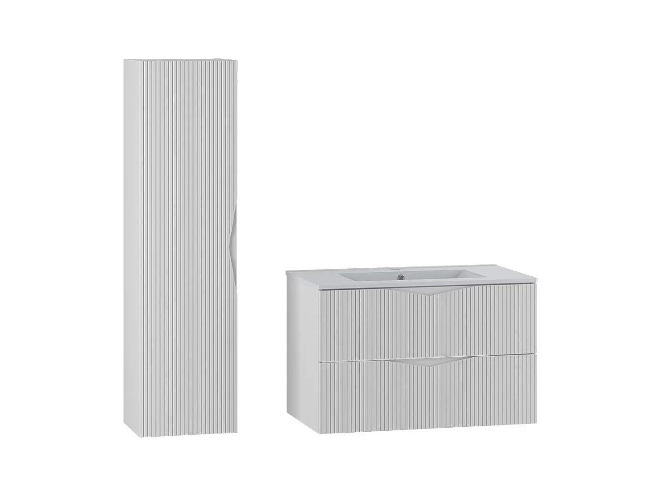 Ensemble meuble simple vasque encastrée 80cm et colonne Tao Blanc