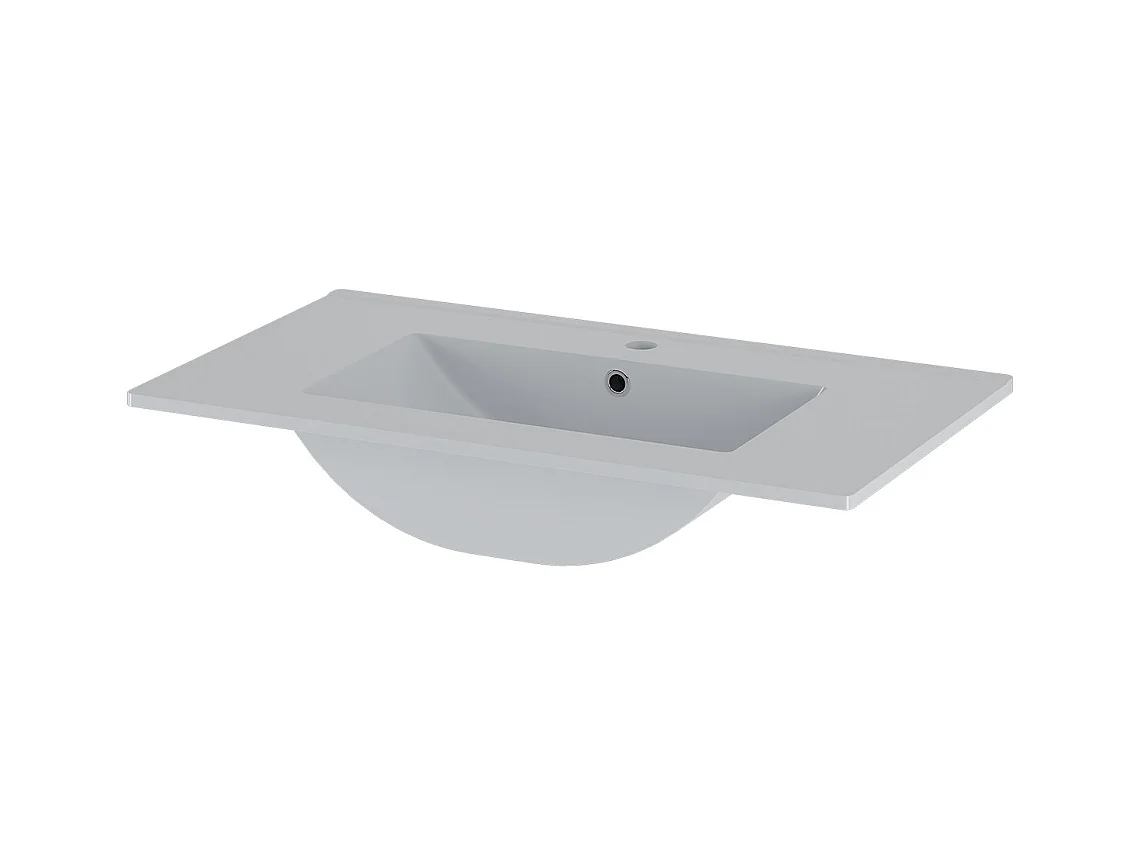 Ensemble meuble simple vasque encastrée 80cm et colonne Tao Blanc