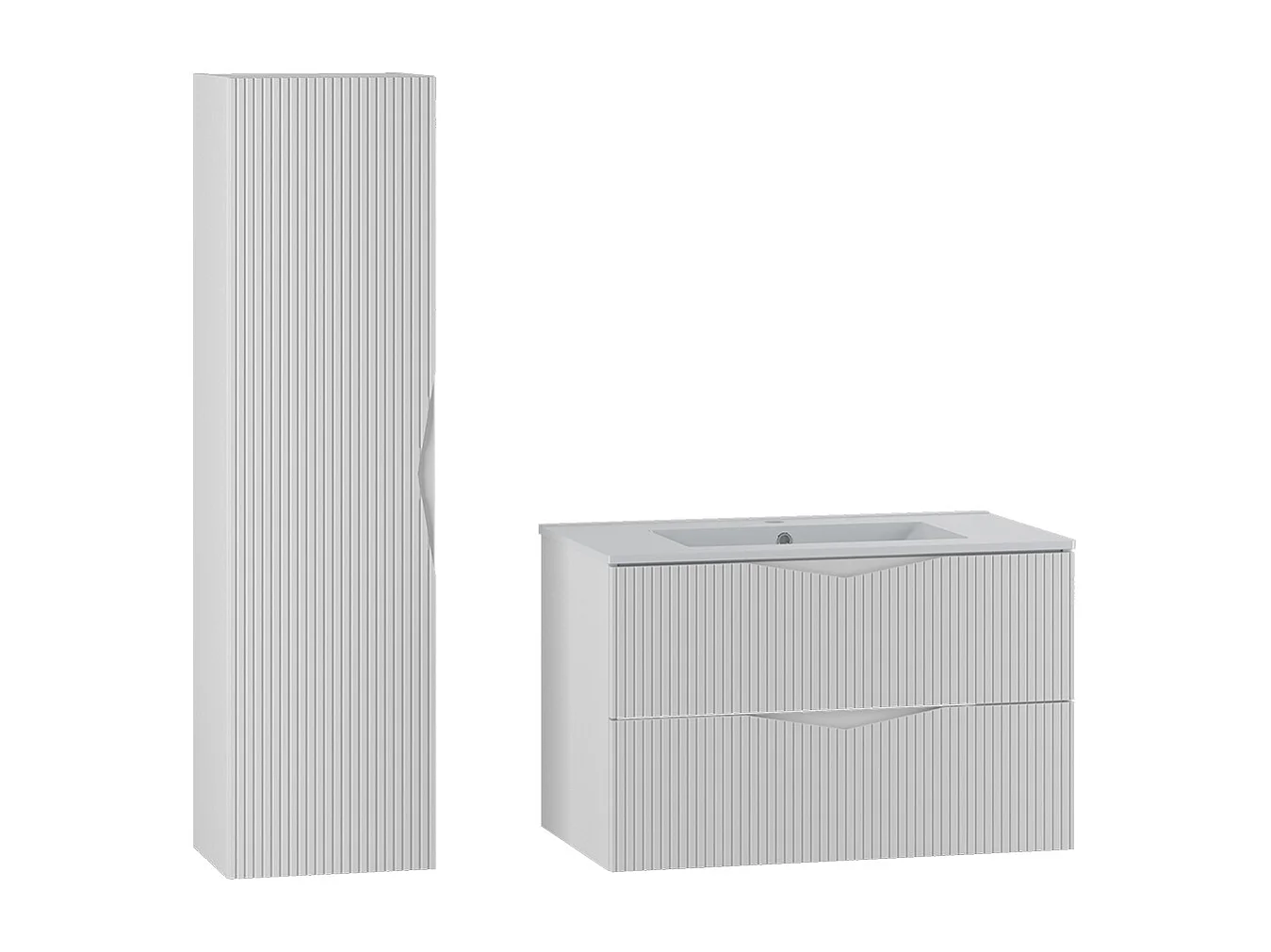 Ensemble meuble simple vasque encastrée 80cm et colonne Tao Blanc