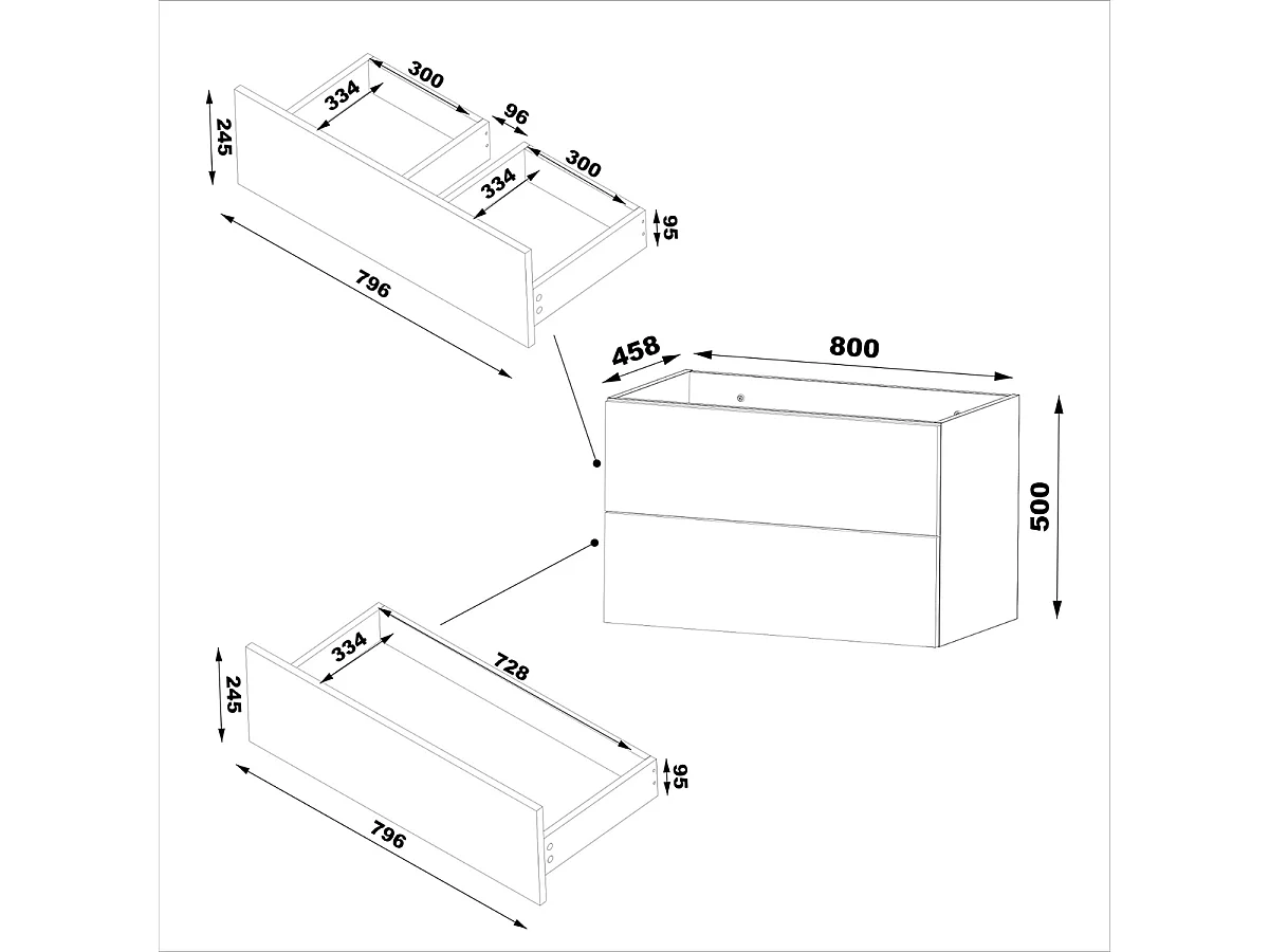 Tao wit enkel wastafelmeubel met 80cm inzetwastafel en voetstuk
