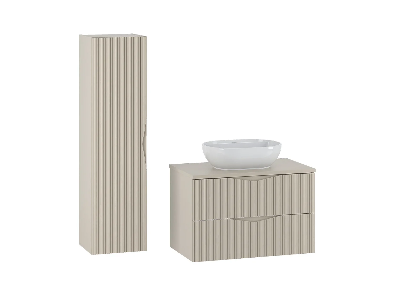Ensemble meuble simple vasque 80cm et colonne Tao Cachemire